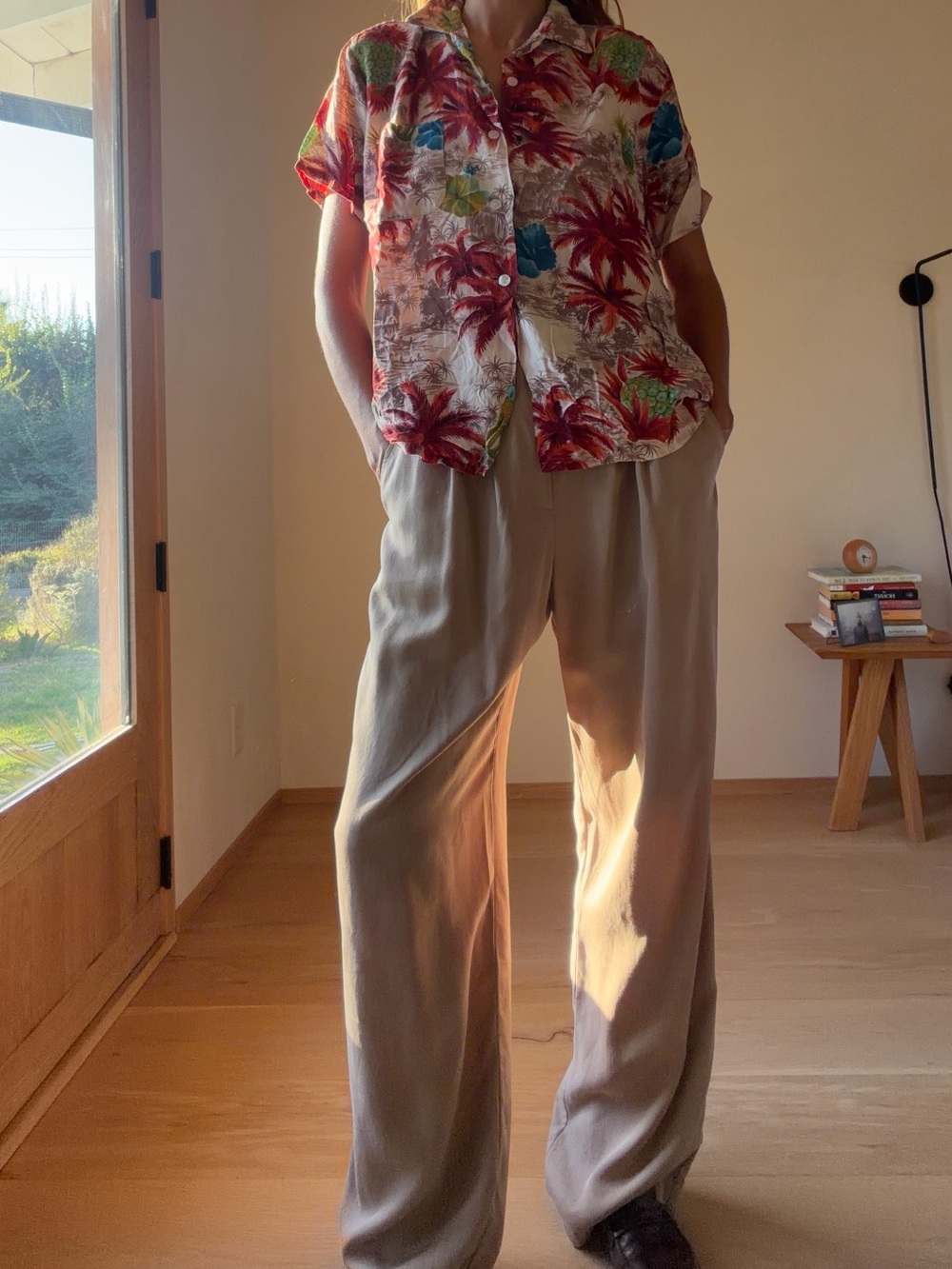 HAWAIAN VINTAGE Tropical Print Short-Sleeve Button-Down Shirt in Multi